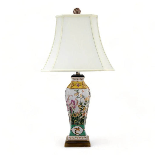 Floral Porcelain Table Lamp with Bronze Ormolu - Image 1