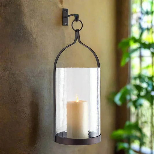 Black & Bronze Wall-Mounted Hurricane Lantern - Large - Image 1