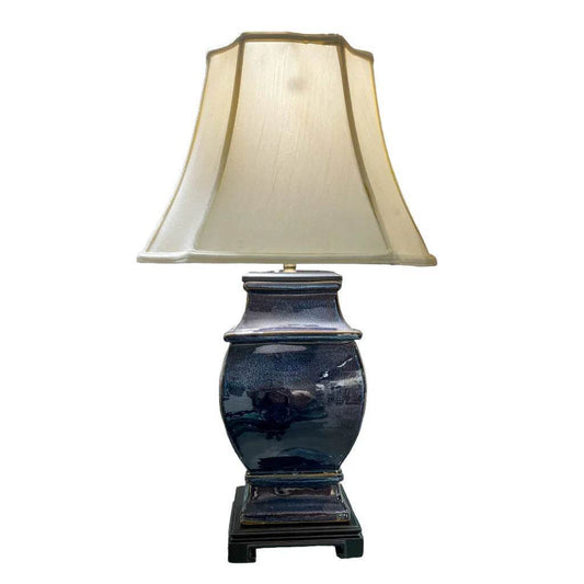 Blue & Purple Square Glazed Porcelain Table Lamp - Image 1