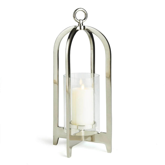 Polished Silver Aluminum Hurricane Lantern - Image 1
